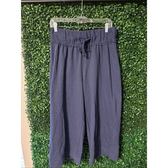 Free People Beach Essential Gaucho Pants Navy Blue Mid Rise Cropped Wide Leg Med - Picture 3 of 5